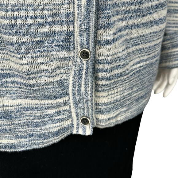 Lucky Brand Cardigan Sweater Womens Size Large Lightweight Blue Striped Buttons - Picture 3 of 8